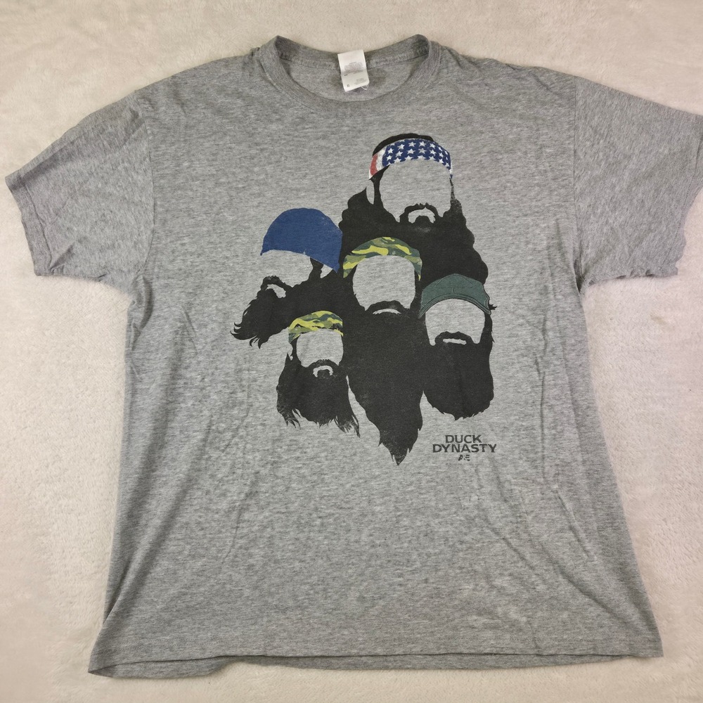 Duck Dynasty Mens XL Gray Graphic T-Shirt Fruit of the Loom Heavy Cotton A&E TV